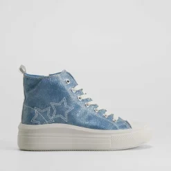 Hot Zapatill alta lona azul denim OH GIRL Zapatillas Lona