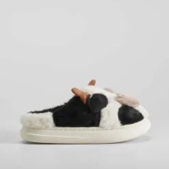 Hot Zapatilla abierta vaca blanca Mujer Zapatillas Casa