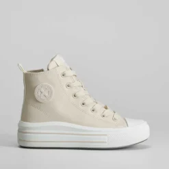 Discount Zapatilla alta beige cremallera Zapatillas Altas