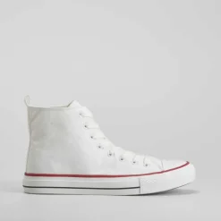 Clearance Zapatilla alta lona de color blanco Hombre Zapatillas Lona