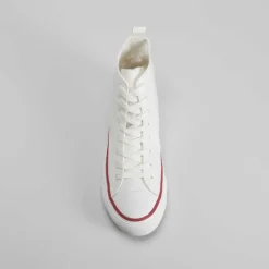 Clearance Zapatilla alta lona de color blanco Hombre Zapatillas Lona