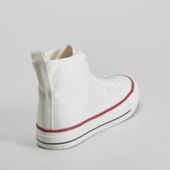 Clearance Zapatilla alta lona de color blanco Hombre Zapatillas Lona