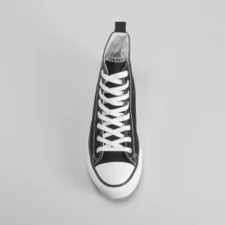 Clearance Zapatilla alta lona negra Hombre Zapatillas Lona