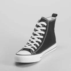 Clearance Zapatilla alta lona negra Hombre Zapatillas Lona