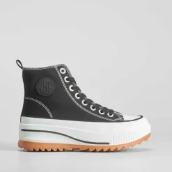 New Zapatilla alta plataforma dentada Mujer Zapatillas Lona|Zapatillas Altas