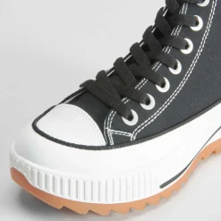 New Zapatilla alta plataforma dentada Mujer Zapatillas Lona|Zapatillas Altas