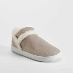 Hot Zapatilla bota taupe Mujer Zapatillas Casa