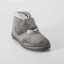 Sale Zapatilla bota velcro gris Mujer Zapatillas Casa