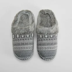 Online Zapatilla casa abierta pelo gris Mujer Zapatillas Casa