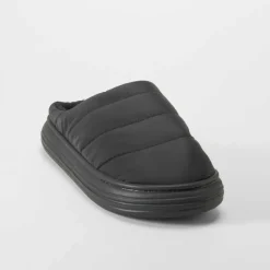 Hot Zapatilla casa acolchada negra Hombre Zapatillas Abiertas