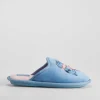 Clearance Zapatilla casa bordada azul Mujer Zapatillas Casa