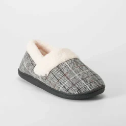 Zapatilla casa cerrada cálido cuadros negra Hombre Zapatillas Cerradas