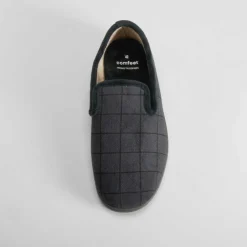 New Zapatilla casa cerrada cuadros negra Hombre Zapatillas Cerradas