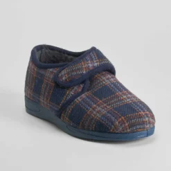 Best Zapatilla casa cerrada cuadros velcro azul Hombre Zapatillas Cerradas