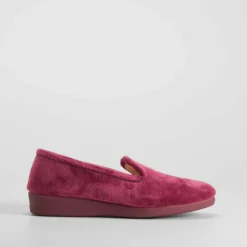 Outlet Zapatilla casa cerrada terciopelo burdeos Mujer Zapatillas Casa