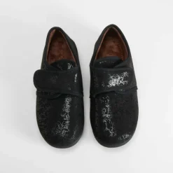 New Zapatilla casa cerrada velcro negra Mujer Zapatillas Casa