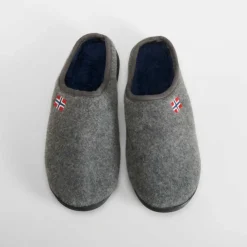 Hot Zapatilla casa felpa bandera gris Hombre Zapatillas Abiertas