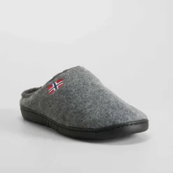 Hot Zapatilla casa felpa bandera gris Hombre Zapatillas Abiertas