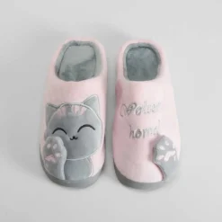 Outlet Zapatilla casa gato rosa Mujer Zapatillas Casa