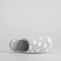 Online Zapatilla casa gris abierta estampado Mujer Zapatillas Casa