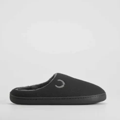 Online Zapatilla casa laurel bordado negra Hombre Zapatillas Abiertas