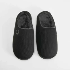 Online Zapatilla casa laurel bordado negra Hombre Zapatillas Abiertas