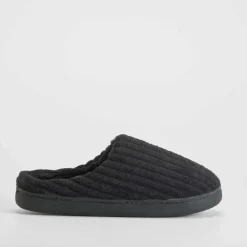 Online Zapatilla casa pana gruesa negra Hombre Zapatillas Abiertas