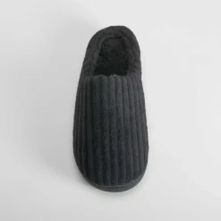 Online Zapatilla casa pana gruesa negra Hombre Zapatillas Abiertas