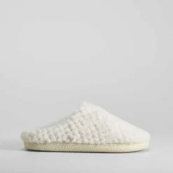 Outlet Zapatilla casa pelo grabada blanca Mujer Zapatillas Casa