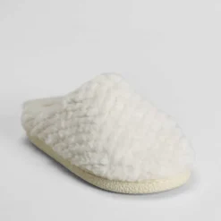 Outlet Zapatilla casa pelo grabada blanca Mujer Zapatillas Casa