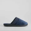 Clearance Zapatilla casa terciopelo azul marino Hombre Zapatillas Abiertas