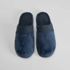 Clearance Zapatilla casa terciopelo azul marino Hombre Zapatillas Abiertas