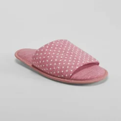 Zapatilla casa topos blancos y rosa Mujer Zapatillas Casa