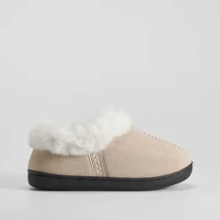 Zapatilla cerrada pelo étnico beige Mujer Zapatillas Casa