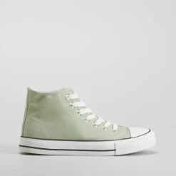 Online Zapatilla de lona alta verde Mujer Zapatillas Lona