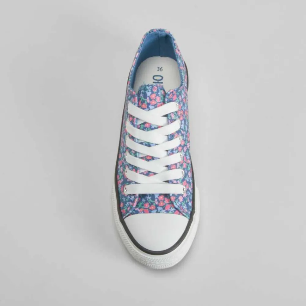Hot Zapatilla de lona con cordones flores azul OH GIRL Zapatillas Lona