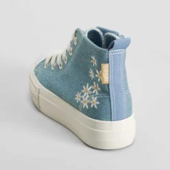 Outlet Zapatilla lona alta flores azul OH GIRL Zapatillas Lona