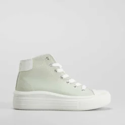 Hot Zapatilla lona alta verde Mujer Zapatillas Lona