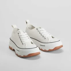 New Zapatilla lona chunky blanca Mujer Zapatillas Lona