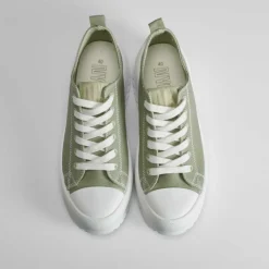 Hot Zapatilla lona plataforma verde Mujer Zapatillas Lona