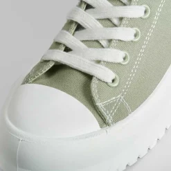 Hot Zapatilla lona plataforma verde Mujer Zapatillas Lona