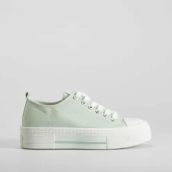 Online Zapatilla lona reclicada plataforma verde Mujer Zapatillas Lona