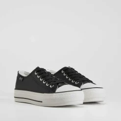 Zapatilla plataforma negra Mujer Zapatillas Lona