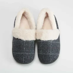 Hot Zapatillas de casa forrada cuadros Hombre Zapatillas Cerradas