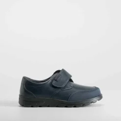 Online Zapato colegial velcro azul piel Zapatos