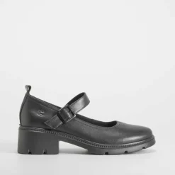 Hot Zapato pulsera de tacón piel negro Mujer Zapatos Confort|Zapatos Tacón