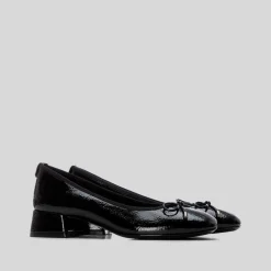 Hot Zapato tacón bajo lazo negro Mujer Zapatos Tacón