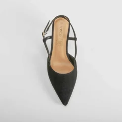 New Zapato tacón destalonado piel negro Mujer Zapatos Tacón