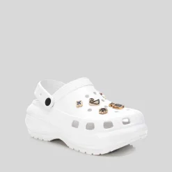 Hot Zueco con plataforma y charms blanca Mujer Chanclas