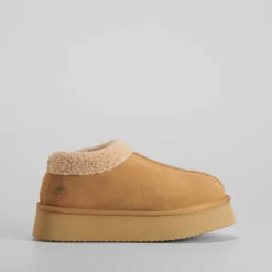 Outlet Zueco pelo piel beige Mujer Botines Planos